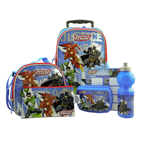 ست 6 در 1 کوله پشتی چرخدار 40 سانتی Justice League مدل Trolly Bag - Promotion Items 6 in 1 - Justice League _کوله پشتی